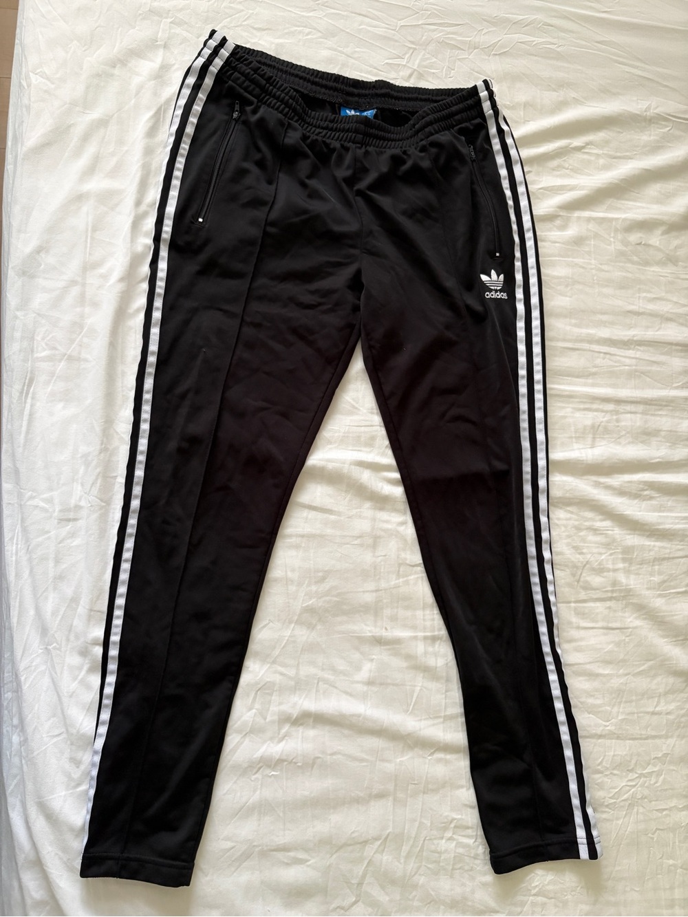 adidas Black Track Pants with White 3-Stripe Detailing